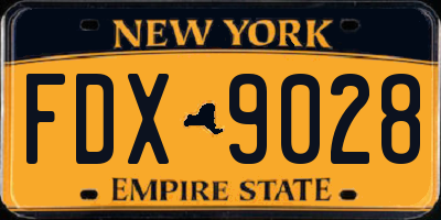 NY license plate FDX9028