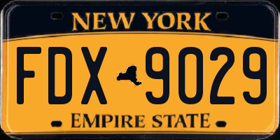 NY license plate FDX9029