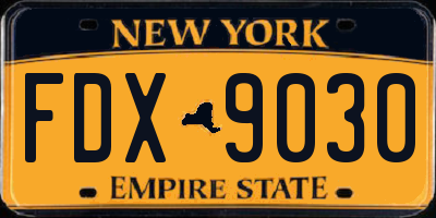 NY license plate FDX9030