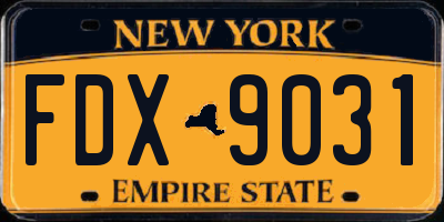 NY license plate FDX9031