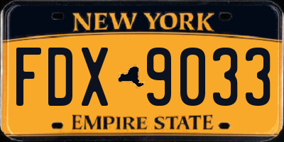 NY license plate FDX9033