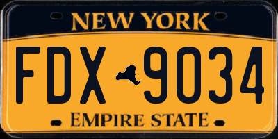 NY license plate FDX9034