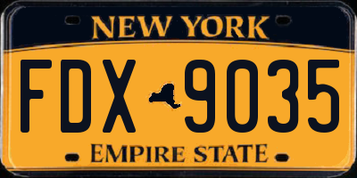 NY license plate FDX9035
