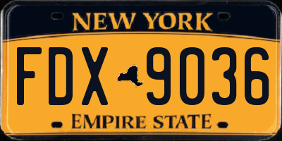 NY license plate FDX9036