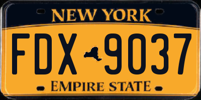 NY license plate FDX9037