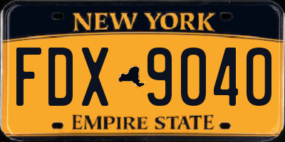 NY license plate FDX9040