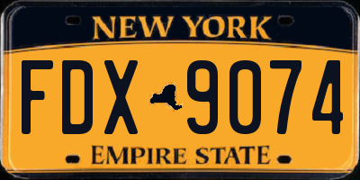 NY license plate FDX9074