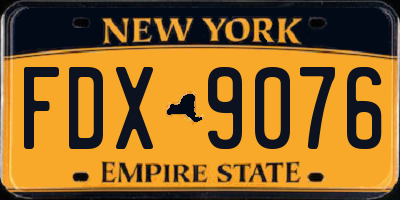 NY license plate FDX9076