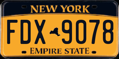 NY license plate FDX9078