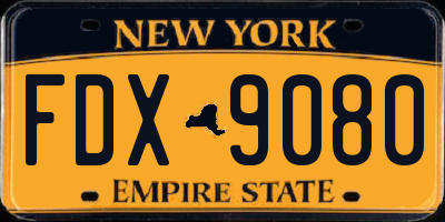 NY license plate FDX9080