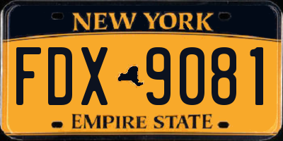 NY license plate FDX9081