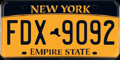 NY license plate FDX9092