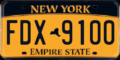 NY license plate FDX9100