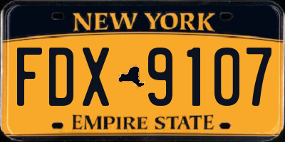 NY license plate FDX9107