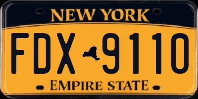 NY license plate FDX9110