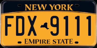NY license plate FDX9111