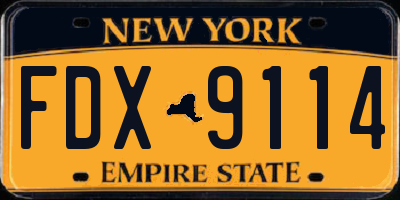 NY license plate FDX9114