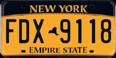 NY license plate FDX9118