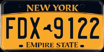 NY license plate FDX9122