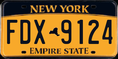 NY license plate FDX9124
