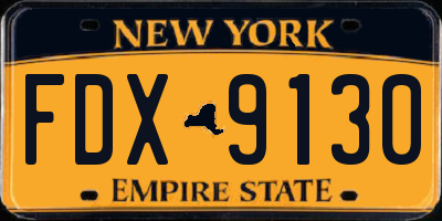 NY license plate FDX9130