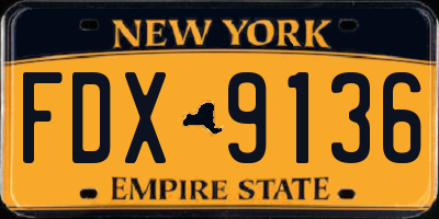 NY license plate FDX9136