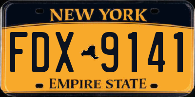 NY license plate FDX9141