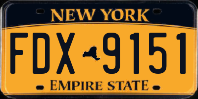NY license plate FDX9151