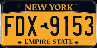 NY license plate FDX9153