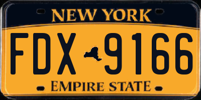 NY license plate FDX9166