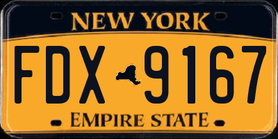 NY license plate FDX9167