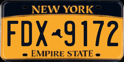 NY license plate FDX9172