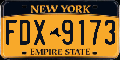 NY license plate FDX9173