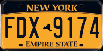 NY license plate FDX9174
