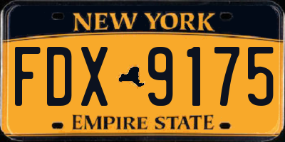 NY license plate FDX9175