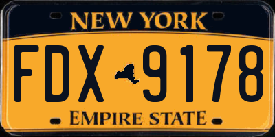 NY license plate FDX9178