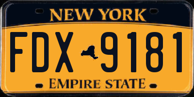 NY license plate FDX9181