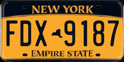 NY license plate FDX9187