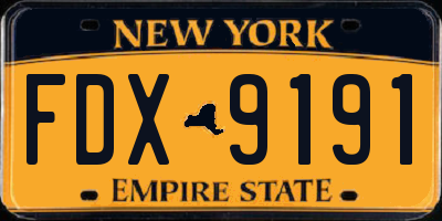 NY license plate FDX9191