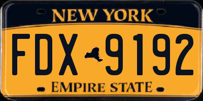 NY license plate FDX9192