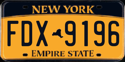NY license plate FDX9196