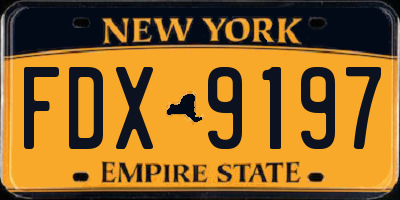 NY license plate FDX9197