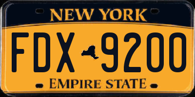 NY license plate FDX9200