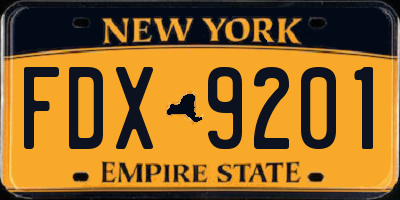 NY license plate FDX9201