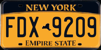 NY license plate FDX9209