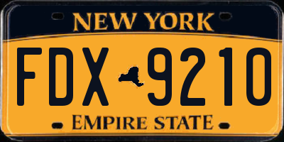 NY license plate FDX9210