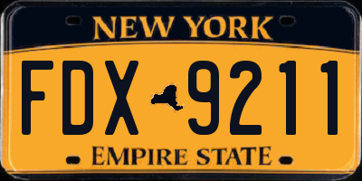 NY license plate FDX9211
