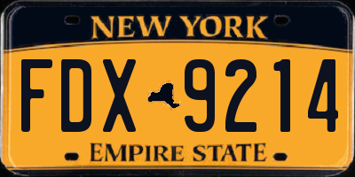 NY license plate FDX9214