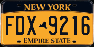 NY license plate FDX9216