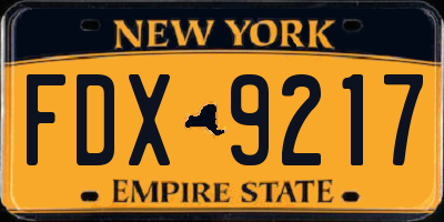 NY license plate FDX9217
